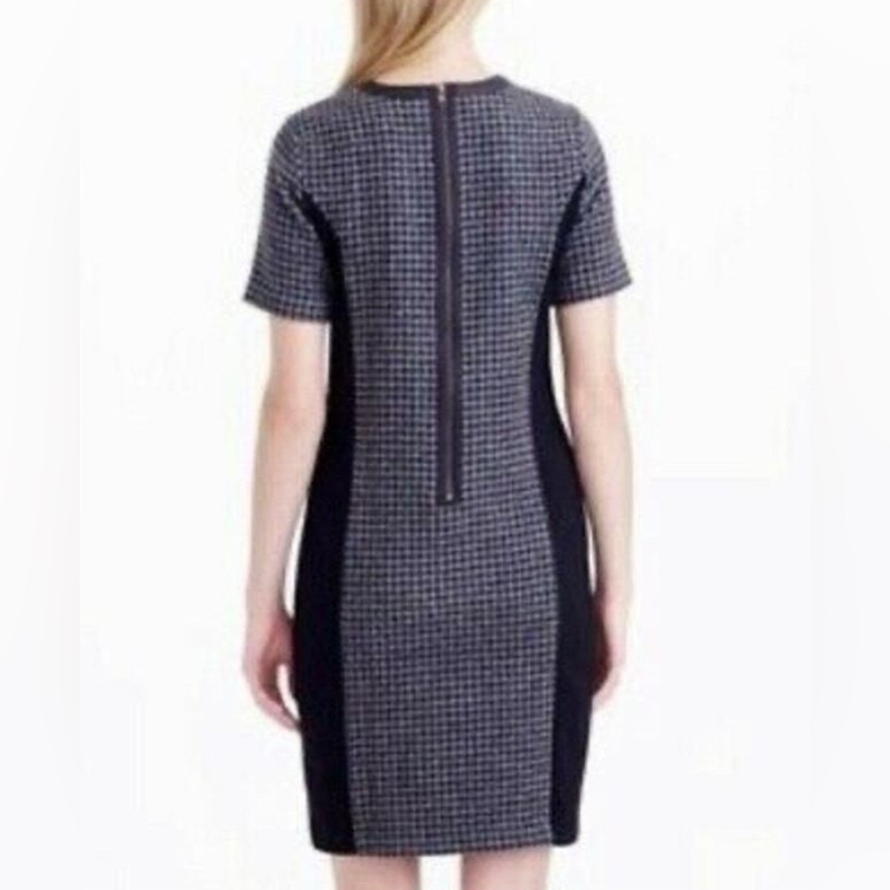 J.Crew Mixed Houndstooth Tweed & Leather Dress | Size 2 Tall | Classic Career - Picture 3 of 12